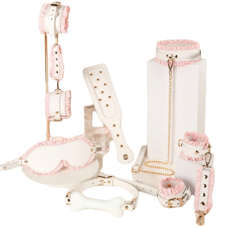 Set Trói Buộc Bdsm Ruffle Pink White Sexy Cho