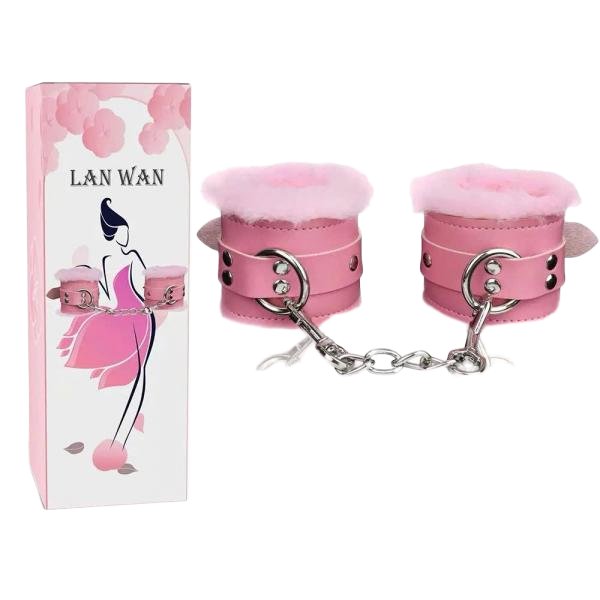 Bộ Còng Khóa Tay Bdsm Da Premium Lót Lông